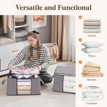 6 Pack Clothes Storage, Foldable Storage And Organization, Storage Bins With Lids, Blanket Storage , Closet Storage With Reinforced Handles For Clothing, Bedding. - View 4