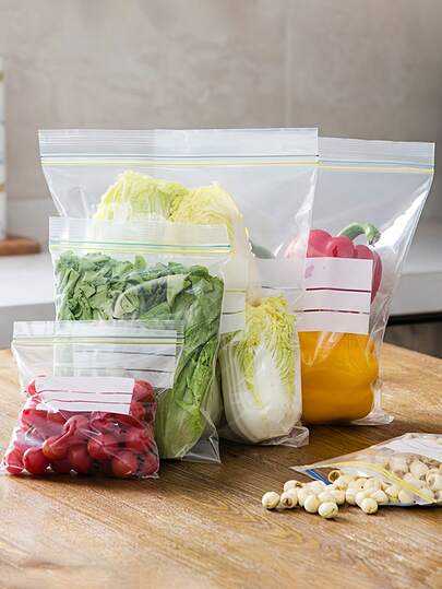 130个装食品保鲜袋，可重复密封塑料袋，适用于食品保鲜、谷物储存、冰箱收纳，防虫防潮，家居用品，礼品包装，多种尺寸可选（130/65/30/20/15个装）