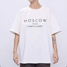 Tops vintage de algodón puro de estilo europeo y americano, diseño de nicho para uso diario, mangas cortas estilo americano con estampado de letras de alta calidad para el verano. - Negro - Ver 2