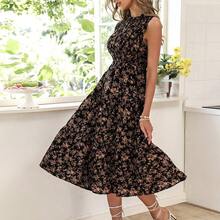 Floral Print Layered Hem Dress Maxi Vacation Beach Outfits Women - Blanco - Ver 6