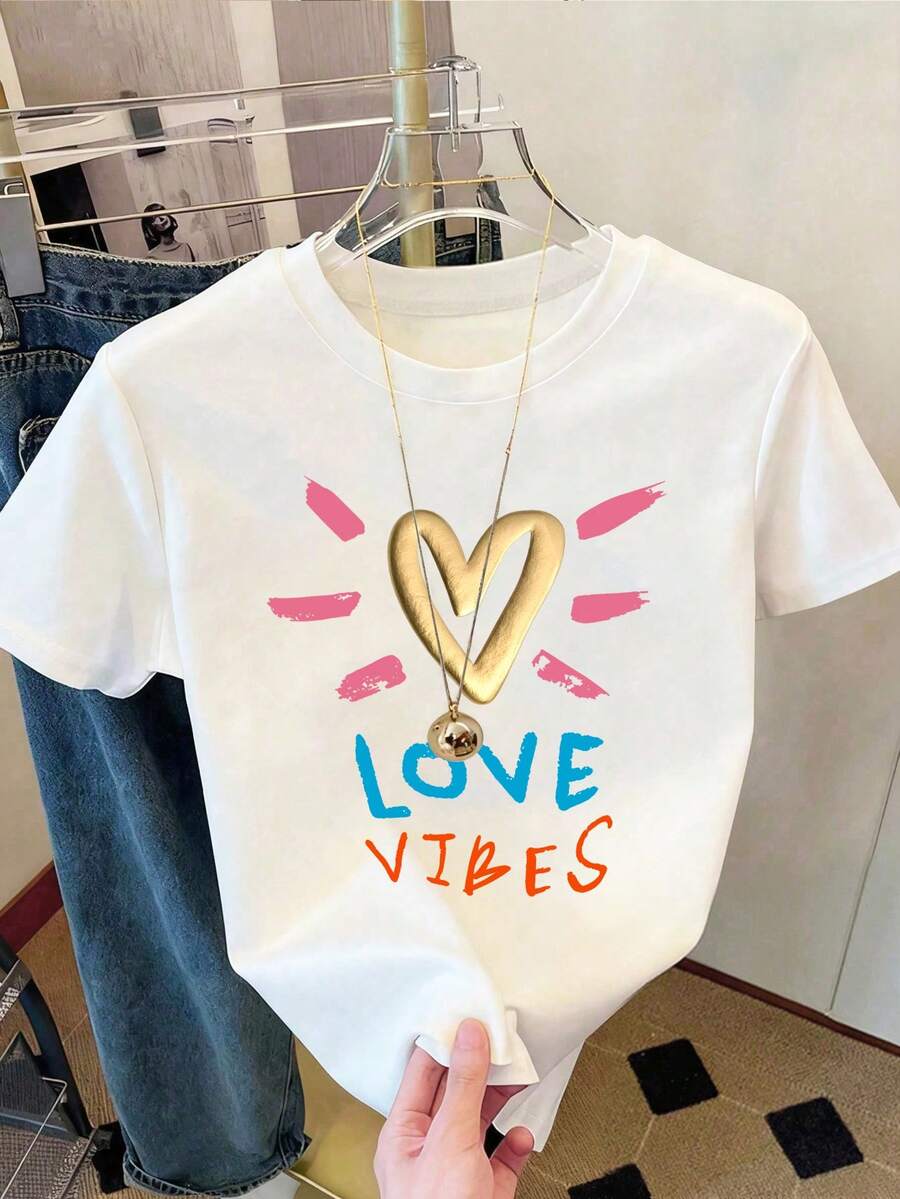 Áo thun nữ mùa hè in hình hoạt hình cổ tròn tay ngắn dáng crop top màu trắng, có họa tiết chữ cái, thích hợp mặc nhà. - trắng - Xem 1