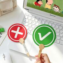 Funny Approval/Disapproval Voting Cards, Judges Holding Up Circle Or Cross Signs To Rate, Score, Evaluate, Pass Or Fail - Multicolor - View 4