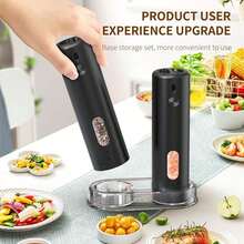 Pepper Grinder, Electric Salt And Pepper Mill Grinder, Adjustable Coarseness, Ceramic Grinding Elements, Rechargeability With LED Light, One Hand Automatic Operation - Multicolor - View 6