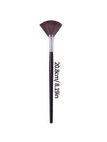 1pc Fan-Shaped Highlighter Brush, Soft Bristles Multi-Purpose Face Makeup Brush For Contouring, Blush, Powder - Black - View 7