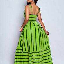 Women's Flowing Striped Maxi Dress With Shoulder Straps And Chest Gathering, Suitable For Vacation, Beach, Commuting, And Casual Daily Wear, Elegant Gown (Random Floral), Summer Outfits , Summer Tops Summer Clothes , Summer Outfits For Women , Summer Holiday Outfits , Summer Outfit For Women,Beach , Beach Dress , Beach Dresses , Beach Outfits For Women, Beach Outfit For Women , Beach Outfit , Vacation Outfits Women , Holiday Outfits For Women , Summer Holiday Outfits , Vacation , Holiday , Vacat - Blanco - Ver 10