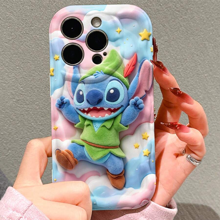 Disney Stitch Phone Case, Official Disney Lilo & Stitch Character Design, Romantic Stitch With Pink Rose In Bubble Protective Cover. Compatible With IPhone 17, 16, 15, 14, 13, 12, 11 Pro Series, Featuring Plush-Style Stitch Holding A Pink Rose Inside A Transparent Bubble Against A Dreamy Water Background, Perfect For Disney Fans And Stitch Lovers To Showcase Their Favorite Character, Ideal For Birthdays, Holidays, Anniversaries, Graduation Gifts, Or Any Special Occasion To Surprise Family, Friends, Classmates, And Loved Ones. - 白色 - 查看 1