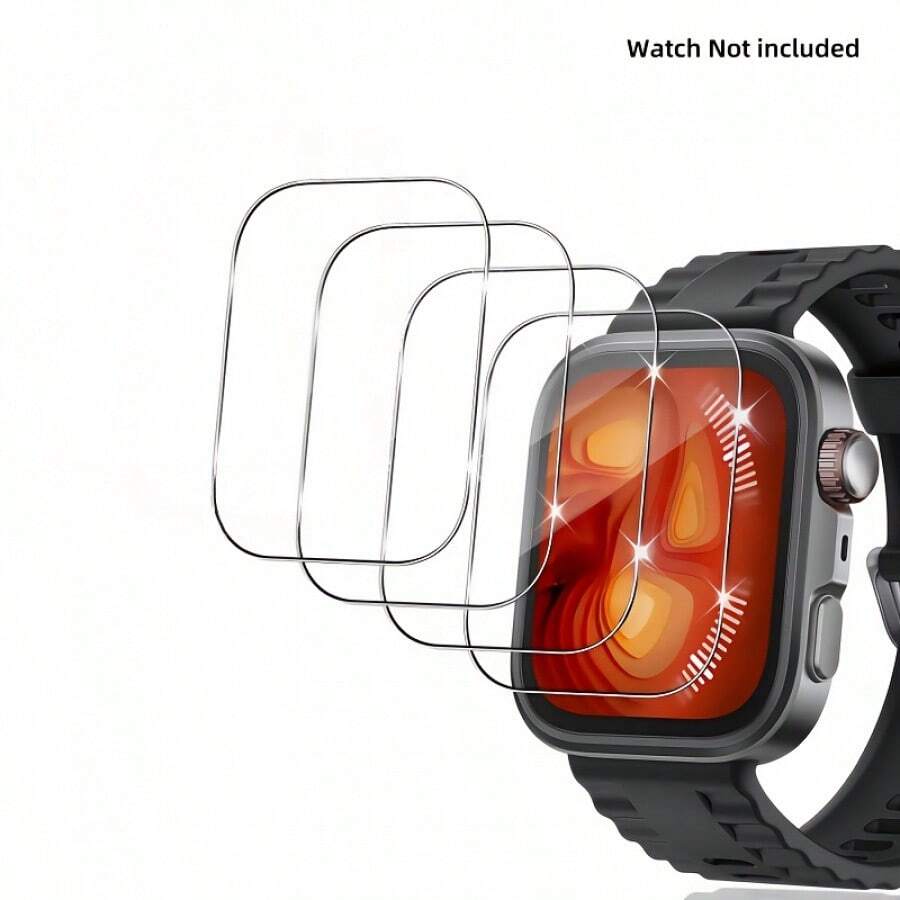 4pcs Screen Protector - 9H Hardness Anti-Scratch, Ultra-Clear Display, Anti-Fingerprint Coating, Full Coverage, Bubble-Free, Tempered Glass Material, Protect Watch From Scratches And Wear, Transparent Color, Suitable For Watch Fit 4 Pro, Ideal For Tech Enthusiasts And Outdoor Sports Lovers. - 4pcs, Transparent - View 1