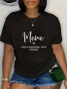 Camia de Meme "Como una abuela, solo que más genial" 100% Algodón para el Día de la Madre, Transpirable y cómoda - Negro - Ver 1
