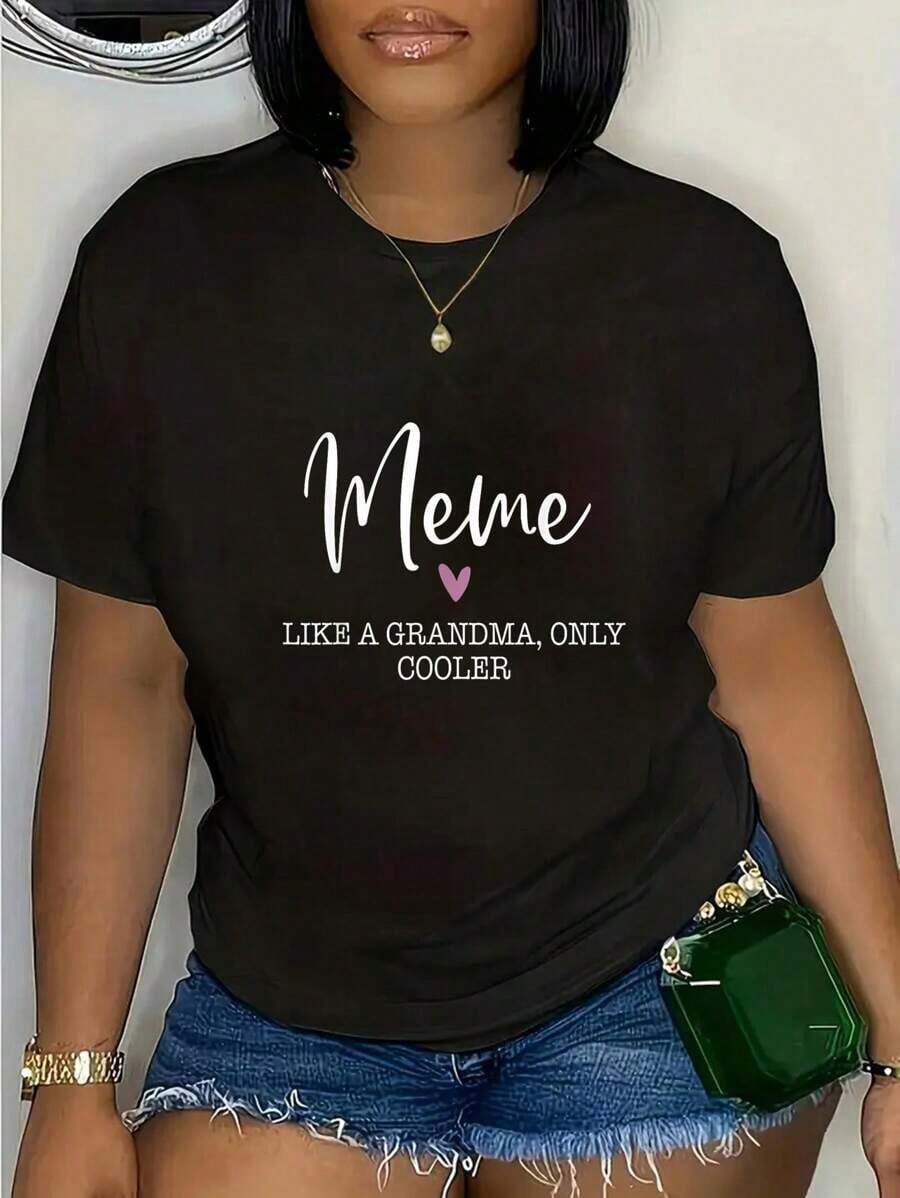 Camia de Meme "Como una abuela, solo que más genial" 100% Algodón para el Día de la Madre, Transpirable y cómoda - Negro - Ver 1