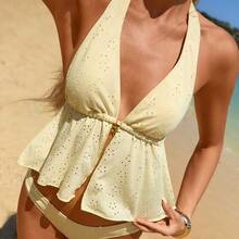 26SS Spring/Summer Vacation Beach Special Fabric Yellow Spaghetti Strap Mesh Embroidery Matching Triangle Bikini 3 Pieces Set 2026 New Women's Swimwear ArrivalFor School,Suitable For Holiday, Date, Afternoon Tea, Western, Cruise, Beach, Island, Road Trip, All Seasons, Music Festival, Boho Vacation,Bohemian Vacation, Chill Autumn ,Western Boho ,Elegant Tops For Women Women Summer 2 Pieces Sets Cream Two Pieces Set Women's Summer Sets Boho Two Pieces Set Summer Lounge Set - Rosa - Ver 10