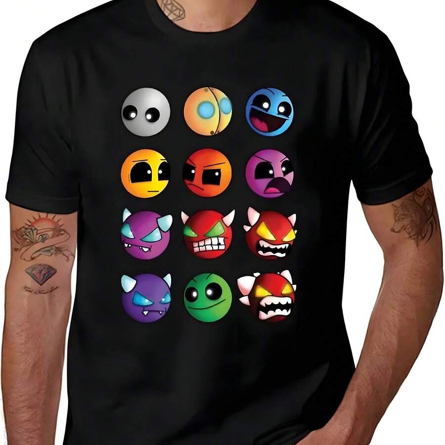 Camiseta deportiva informal de manga corta de algodón dazh unlock level - Negro - Ver 1