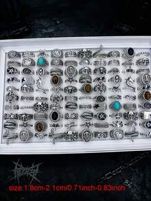 10/18pcs Spider & Snake Ring Set, Punk Hip-Hop Mixed Styles, Couple Rings For Party & Daily Wear, Fashion Jewelry Gift, Random Assortment - Punk Men's Ring Set - View 3