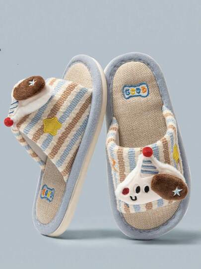 2026 New Linen Slippers For Kids, Spring Autumn Boys Girls Home Indoor Non-Slip Toddler Slippers