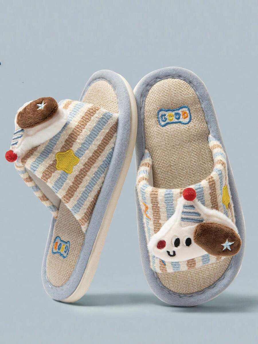 2026 New Linen Slippers For Kids, Spring Autumn Boys Girls Home Indoor Non-Slip Toddler Slippers - Blue - View 1