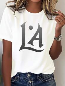 Camiseta suave góticara mujer con letras fusions de LA - Blanco - Ver 2
