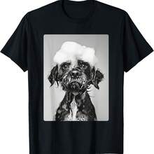 Cute Schnauzer With Bath Bubbles Funny Dog Meme Humor T-Shirt - 黑色 - 查看 1