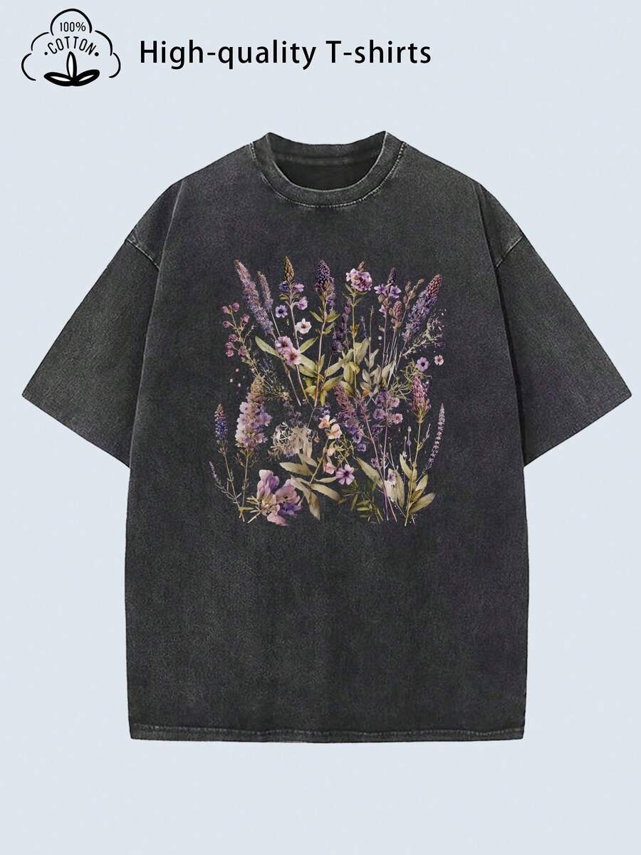 Women's T-Shirt With Creative Urban Retro Style Print, High Quality And Intense Wash, With Worn Vintage Look, Suitable For Men And Women, Made Of 8.11 Oz Pure Cotton, With High Quality Print And Comfortable. - 黑色 - 查看 1