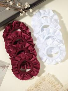 8 chiếc dây buộc tóc xếp ly bằng satin, độ đàn hồi cao, không gây hư tổn tóc, phụ kiện tóc scrunchie mềm mại. - Phối màu - Xem 18