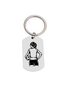Customized Football Keychain - Personalized Stainless Steel Name And Number, Rectangular Charm Accessory For Men And Women, Perfect Gift For Sports Fans And Club Players - Multicolor - View 10