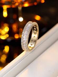 1pc French Luxury Full Circle Line Design Closed Ring, Niche Elegant Versatile Band - Ring - View 13
