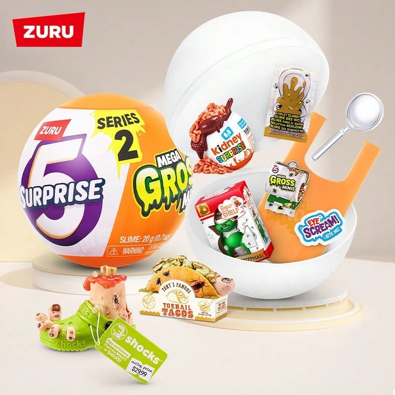 ZURU 5个惊喜超恶心迷你神秘胶囊，可选系列1或系列2，新奇恶搞收藏品，内含黏液，趣味独特的万圣节恶作剧玩具，适合3岁以上儿童和青少年