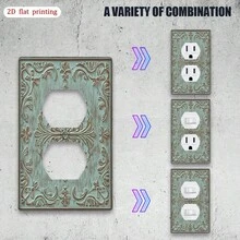 1 pieza Cubierta decorativa de enchufe con patrón floral 2D, placa de interruptor de luz única, económica y fácil de limpiar, adecuada para la decoración del hogar y la oficina, diseño plano 2D - A - Ver 5