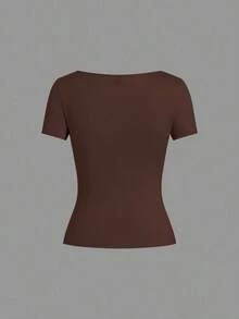 Set de 3 camisetas de punto para mujer, multicolor, camisetas básicas de primavera/verano para mujer, tops ajustados básicos, paquete de tops básicos, tops básicos para mujer, tops de ajuste ceñido, tops básicos, tops de mujer de cuello cuadrado, tops de verano para mujer, tops de manga corta para mujer, tops de verano para mujer, camisetas de mujer - Multicolor 8 - Ver 6