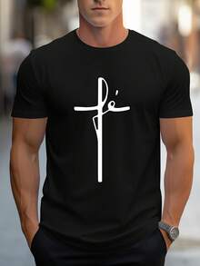 Camiseta de manga corta para hombre, suave y transpirable, con estampado de texto en inglés, adecuada para el verano - Cuello redondo, ropa casual, lavable a máquina y apta para limpieza en seco, uso casual versátil para fiestas, oficina y eventos sociales (No- - Negro - Ver 6
