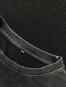 1 pieza de camiseta holgada para mujer |     Estampado de Doble Corazón |     Vintage envejecido |     Camiseta Casual de Uso Diario con Estampado Y2K y Cuello Redondo para Mujer, para Vacaciones, Festivales, Primavera, Verano, Camisetas Gráficas, 180g Algodón 100% - Negro - Ver 3
