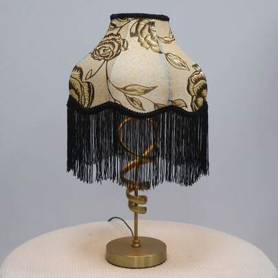 Pantalla de lámpara grande de 30 cm de estilo vintage francés bohemio con borlas bordadas, cubierta de lámpara de tela retro, pantalla de lámpara universal para lámpara de mesa, lámpara de pie, mesita de noche, dormitorio, sala de estar, decoración del hogar