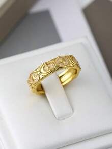 ZHIXUN 1pc Vintage Starry Moon Ring, Suitable For Daily Commuting, Light Social Gatherings, Anniversaries, Holiday Gift Giving, And Other Occasions - Ring - View 5