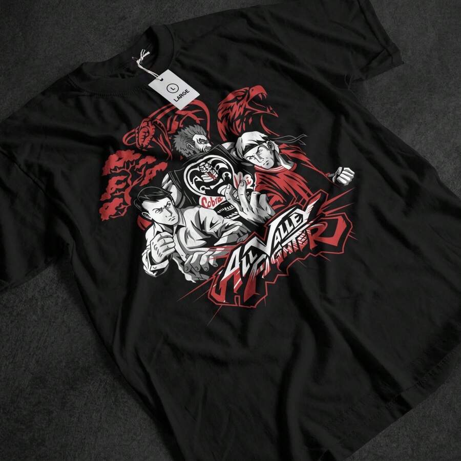 UniS1ex C1obra Kai T1EE, Miguel Diaz Fighter, Terry Silver BO1SS, Karate Kid Callback, R 80s Style,  Spirit, Gift For Boyfriend.JPG - Negro - Ver 1