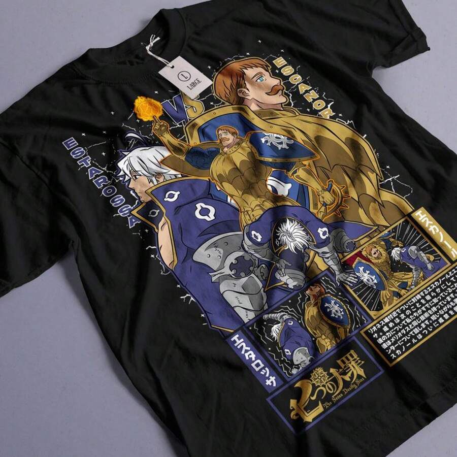 UniS1ex Escanor TShirt, The Seven Deadly Sins T Shirt, Nanatsu no Taizai, Anime Shirt, Anime TShirt.JPG - Negro - Ver 1