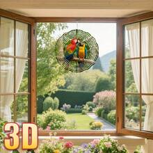1 pieza 3D "Dos loros de colores posados en una rama" - 10 X 10 pulgadas Gancho giratorio, Decoración de móvil creativo DIY de 360°, Adecuado para todas las estaciones (Colgante no incluido), Estilo aleatorio - A - Ver 6