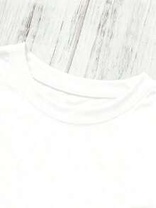 Camiseta Casual de Manga Corta para Mujer, 1 Pieza, Estampado Gráfico, 100% Algodón, Transpirable, Absorbente de Sudor, Estilo Fresco y Casual, [Egg Tart Direction] Edición Limitada para el Festival de Carnaval | Camiseta con Estampado de Letras Coloridas de Carnaval - Primavera Verano, Suave y Transpirable, Manga Corta, Cuello Redondo, Estilo Casual, Lavable a Máquina, Corte Regular | Lavable a máquina, regalo para amigo | Traje Festivo | Elementos Esenciales para el Atuendo de Carnaval - Ropa de Verano para Salidas Diarias - Blanco - Ver 3