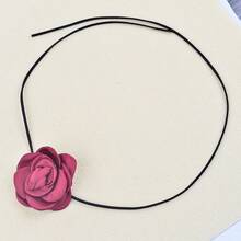 1pc Black Camellia Necklace Choker, Versatile Rose Neck Chain, Adjustable Silk Rope Gothic Victorian Y2K Necklace, Fashion Jewelry For Women, Suitable For Valentine's Day, Mother's Day, Party - Burgundy - View 8