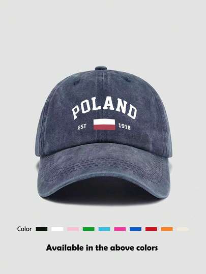 1pc Unisex Printed Distressed Washed Baseball Cap, Vintage Style, Breathable Sports Sun Hat, Suitable For Daily Outings, Fishing, Outdoor Travel