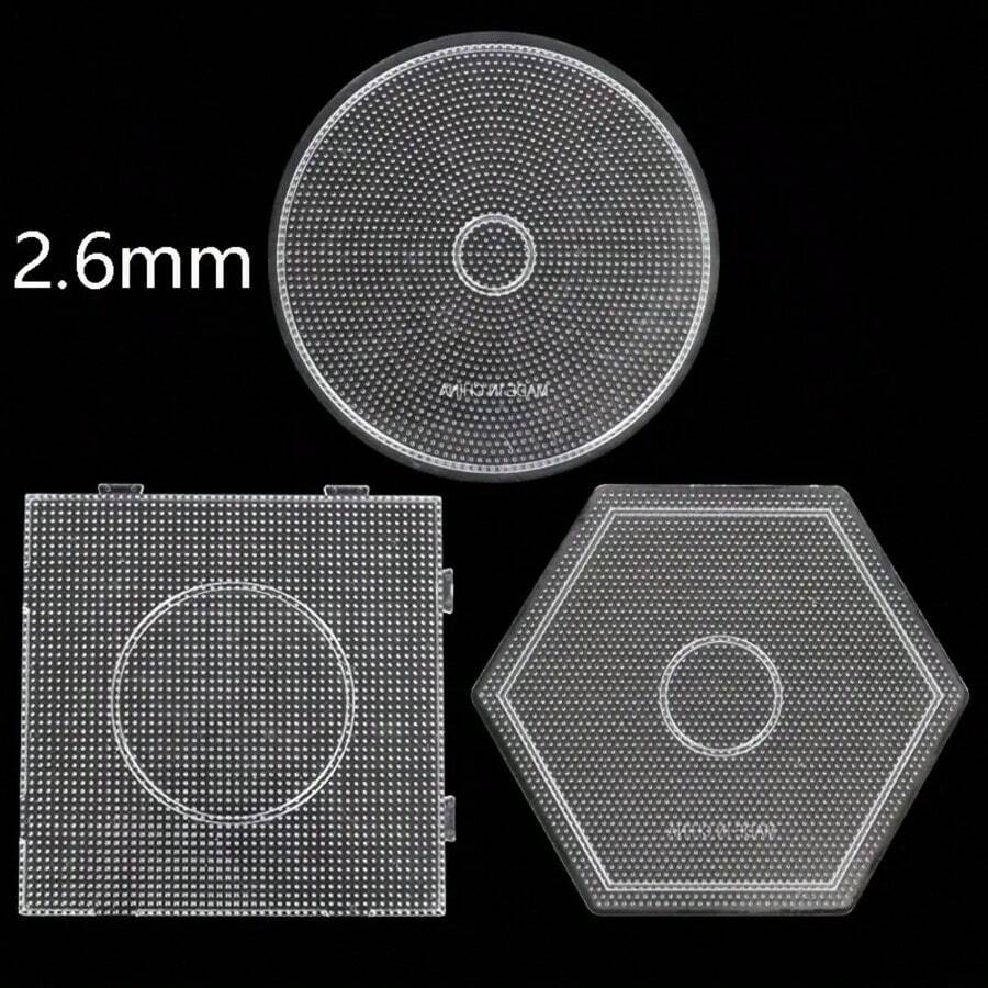 2.6mm Perler Bead Template Transparent Pegboard Educational Toy, Fuse Bead Template For Making Various Shapes, Puzzle Transparent Pegboard Set, Fuse Bead Tools, DIY Pixel Craft Making, Creative Handmade Gift, Suitable For Fuse Beads 2.6mm Fuse Bead Template Tools
