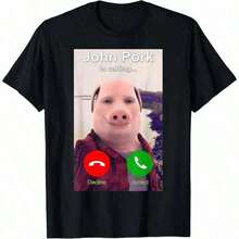 1 pieza Camiseta "John Pork Is Calling" Divertida para Hombres y Mujeres - Camiseta Casual de Verano para Hombres, Camiseta Gráfica de Algodón, Ropa Masculina, Ropa Urbana Suave, Camiseta de Cuello Redondo, 180g 100% Algodón, los diseños están impresos. Unisexo. - Negro - Ver 10