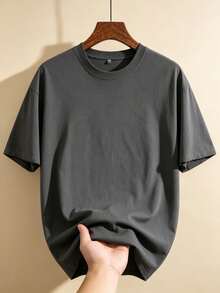 EWH 230g Thickened Gradient Black Washed Distressed Oversized Pure Cotton Short-Sleeve T-Shirt, Unisex, Street Style, Hip Hop, Punk, Harajuku Style DG013 - Black - View 1