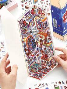 Bộ 3 miếng dán hình nhà cửa 3D cỡ lớn, miếng dán phong cảnh 3D cỡ nhỏ kèm bút chì và tẩy, thuộc series "Ngôi nhà nhỏ của tôi" số 44, miếng dán phong cảnh, hình ảnh thiên nhiên, chủ đề tựu trường. - A - Xem 13
