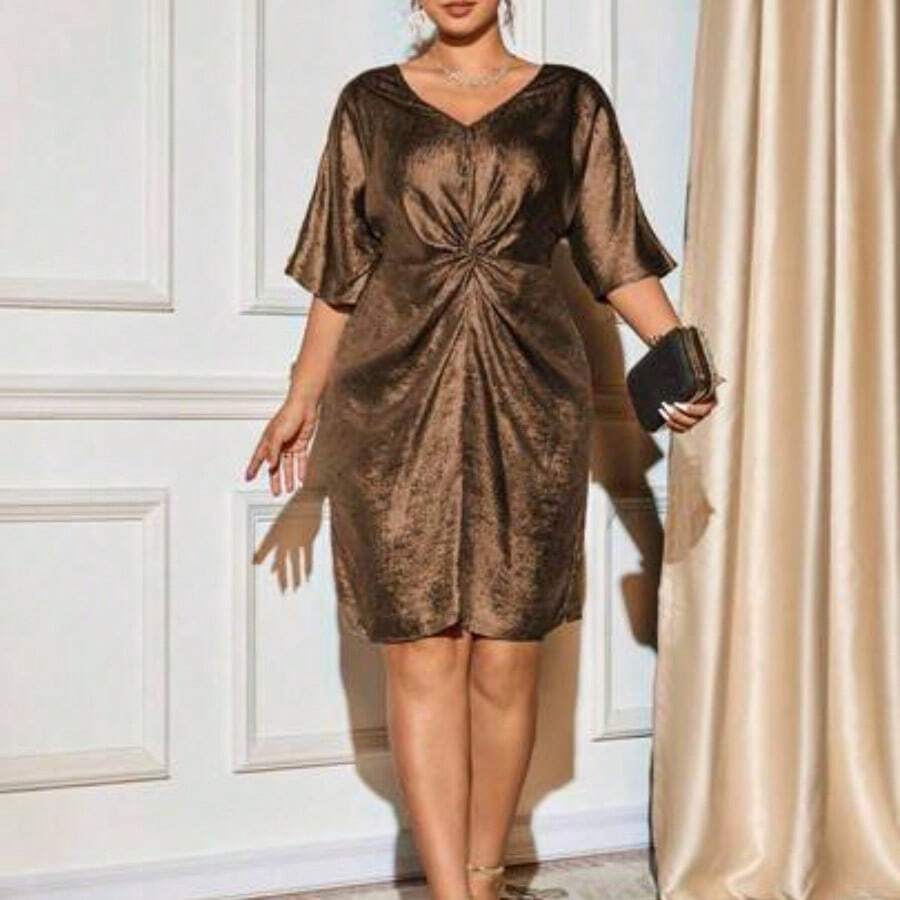 Women Long Dresses - Rust Brown - View 1