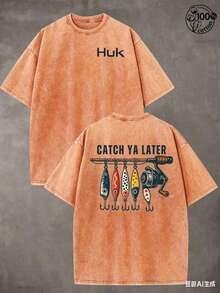 Summer TopsSummer Tops2026Retro "HUK" Fishing Pattern, CATCH YA LATER, Fishing T-Shirts, Men And Women's T-Shirts, Fall Clothes, 230G Wash Cotton High Quality Cotton Printed T-Shirts, Men Clothes, Suitable For Street Retro And Door Sports And Leisure, Comfortable And Stylish, Y2k Clothes, Funny T-Shirts, Streetwear, Perfect Gift. Summer ClothesLoose And Comfortablesummer Clothes - Mint Green - View 6