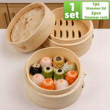 Single/Double Layer Bamboo Steamer Basket, Diameter 4.5"/5"/6"/7", Suitable For Pots And Pans, Simple And Easy-To-Use Steamer, Ideal For Steaming Dumplings/Vegetables, Healthy Oil-Free Cookware, Home Cooking Snacks, Light Meals, Single-Serving Cooked Food, Suitable For Single-Person Household Kitchen - View 14