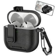 1個 Airpodspro3 蘋果無線藍牙耳機保護殼 Airpods4 皮革紋理 鎖扣式 支架軟保護套 - 彩色 - 查看 32