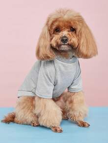 Spring/Summer New Pet Clothes, Dog Apparel With Coconut Tree & English Text Print, Comfortable Breathable Outfit For Medium/Small Dogs, Teddy/Poodle - Grey - View 5