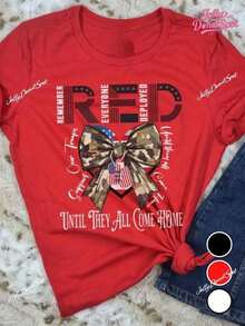 Red Friday T-Shirt, A Tribute To Every Soldier, We Wear Red Shirts On Fridays, A Military-Themed Gift (Ideal For Wife/Mother/Father/Girlfriend), Printed T-Shirt For Festive Celebrations, 100% Pure Cotton, A Great Gift For Friends And Family, Suitable For All Seasons - Unisex Short-Sleeve Crew Neck Cotton T-Shirt, Vintage Urban Style - 紅色 - 查看 6