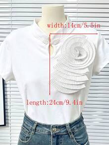 9 Color Options New Colorful 3D Pleated Fabric Exquisite Small Brooch, DIY Clothing Decor, Wedding Dress Accessory, Length: 24cm/Width: 14cm - A - View 3