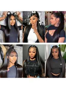 Elegant Long Straight Wig For Women - Bob Wig 6-36 Inch Blended Hair 13*4 Lace Front Wig 180% Density Black/Brown/Burgundy/Orange Versatile For All Races For Daily Use, Family Gatherings, Festivals, Parties Soft Smooth Hair - SNatural - View 8