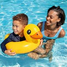 Yellow Inflatable Swimming Ring Duck Shaped Floating Mat, Summer Outdoor Water Leisure Floating Bed, Inflatable Raft, Swimming Toy For Children And Kids - Yellow - View 2